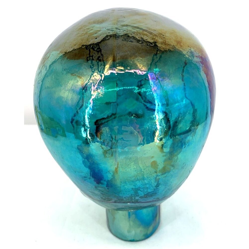 Iridescent Blue Glass Skull Life Size Mannequin Skeleton Head Display 7.5" Tall - Picture 3 of 6